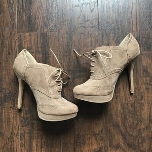 Tan lace up booties